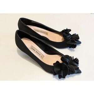 Zara Black Kitten Heel Pop Up Floral Design Women's 36